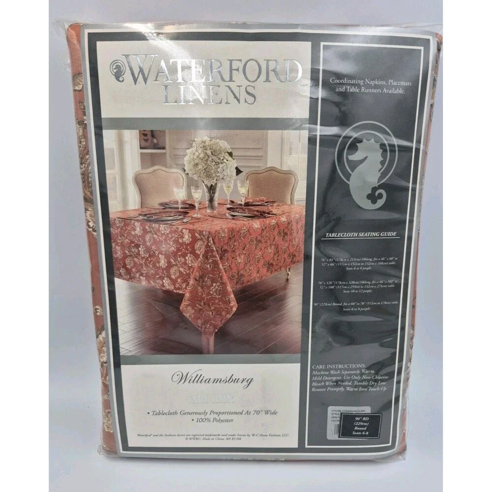 Vntg Waterford Linens Williamsburg Tablecloth  in Copper New Open Box 90